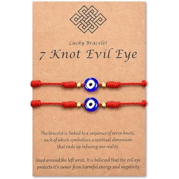 7 Knot Lucky Bracelets Adjustable Red String Amulet Trendy Red - Picture 6 of 6
